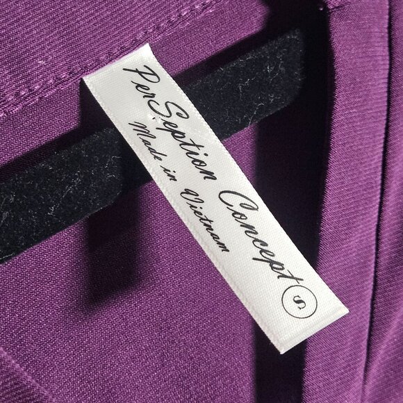 Perseption Conception Purple Ruched 3/4 Sleeve Womens Top With Button Accents S - Picture 9 of 12